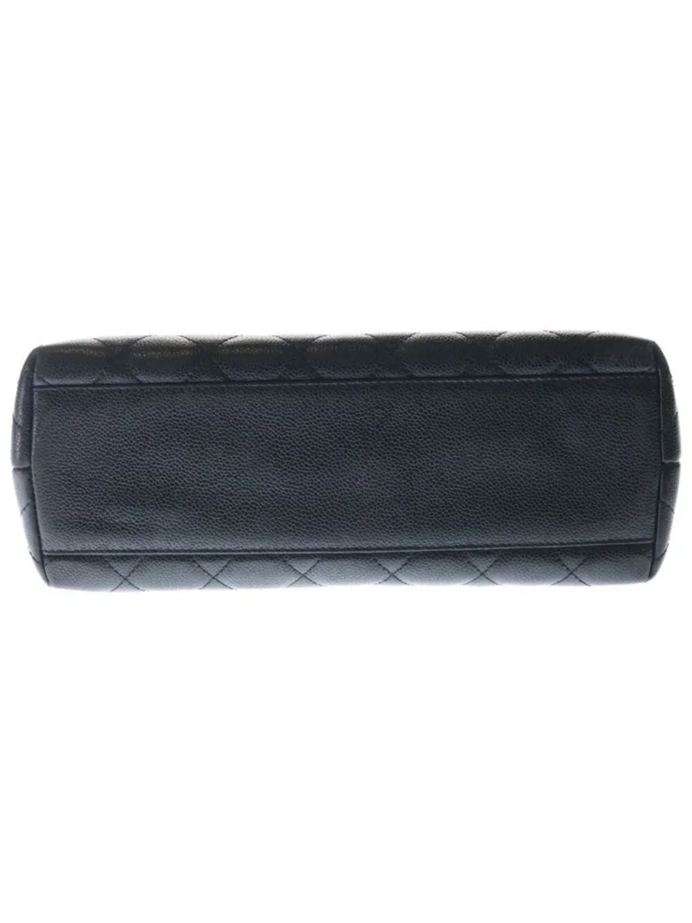 Chanel Quilted CC Logo Top Handle Caviar Leather Gold Black
